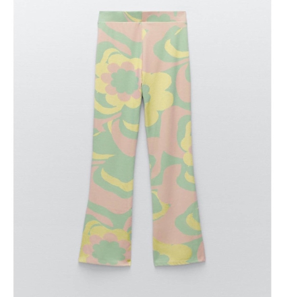 Zara Groovy Pull On Knot Pants in Abstract Floral Retro Print